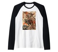 Oni Mask Tattoo - Japanese Yokai Raglan Baseball Tee