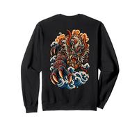 Oni Monster Kaiju Vintage Japanese Tattoo Style on the Back Sweatshirt