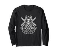Oni Samurai Demon Retro Cross Blades Long Sleeve T-Shirt