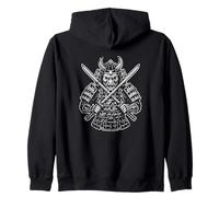 Oni Samurai Demon Retro Cross Blades Zip Hoodie