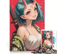Oni Samurai Girl Sword 1000 Pieces Jigsaws Adults Puzzles Gifts Boost Memory Mental Relax Premium Cut Warm Surprise (38x26cm)