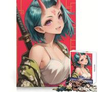 Oni Samurai Girl Sword 1000 Pieces Jigsaws Adults Puzzles Gifts Boost Memory Mental Relax Premium Cut Warm Surprise (50x75cm)
