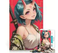 Oni Samurai Girl Sword 1000 Pieces Jigsaws Adults Puzzles Gifts Boost Memory Mental Relax Premium Cut Warm Surprise (50x75cm)