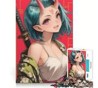 Oni Samurai Girl Sword Hard Jigsaw Puzzle for Adults 1000 Pieces Solid Logic Toy Simple Fun Precision Cut (38x52cm)