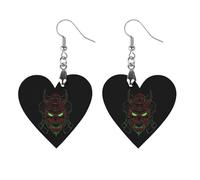 Oni Samurai Mask Artistic Wooden Earrings Pendant Vintage Earring Hooks Trendy Vacation Dangle Boho Eardrop Star