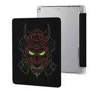Oni Samurai Mask Tablet Case with Pencil Holder Compatible with iPad 9th/ 8th/ 7th Lightweight Hard Protective Cover