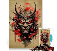 Oni Samurai No Jigsaw Puzzle for Teenagers 1000 Pieces Smart Game Family Time Pattern Assembly Santa Wish Pick (50x75cm)