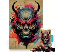Oni Samurai No Jigsaw Puzzles 1000 Pieces for Adults Focus Brain Toy Home Leisure Tight Edge Santa Wish Gift (50x75cm)