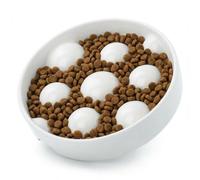 ONIANT Ceramic Dog Slow Feeder Bowl for Small and Medium Breed, 1.5 Cups Slow Eating Dog Bowl, Spherical Design Pet Dishes for Fast Eaters, Anti-Gulping Puppy Food Bowl Stop Choking, 8.58 inch - White