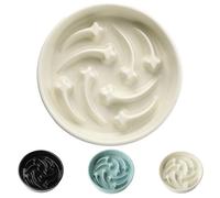 ONIANT Ceramic Slow Feeder Dog Bowls Large Breed, 2 Cups Slow Eating Dog Bowl, Anti-Gulping Pet Food Bowl Reduce Choking, Heavy Puzzle Maze Design Pet Dishes for Fast Eaters, 8.3 inch - Beige