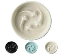 ONIANT Ceramic Slow Feeder Dog Bowls Small Breed, 0.6 Cups Slow Eating Dog Bowl, Anti-Gulping Puppy Food Bowl Reduce Choking, Puzzle Maze Design Pet Dishes for Fast Eaters, 6.3 inch - Beige