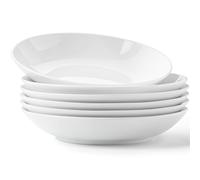 OniAnt Pasta Bowls Set of 6, 25.7oz White Bone China Pasta Plates, 8 inch Wide & Shallow Soup Bowls, Lightweight & Durable Salad Bowl for Serving Dinner - Microwave Dishwasher Safe, Kitchen Gifts