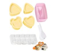 Onigiri Mould 8 PCS Set, Sushi Making Kit with Triangle, Bear, Heart, Rectangle & 5-Cavity Moulds, Plus 2 Rice Paddles, Easy DIY Japanese Rice Ball Shaper