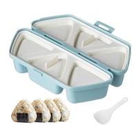Onigiri Mould and Rice Scoop, Sushi Making Kit with Rice Mould for Serving, Onigiri and Musubi Mold,Foldable Bento Onigiri Mold for Making and Storing Rice Ball,Suitable for Lunchbox and Picnic (Blue)