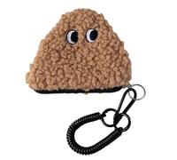 Onigiri Plush Coin Purse Zippered Pouches for Women Soft Polyester Fabric Storage Bag with Lanyard for Everyday Use Japanese Fashion Purse, Light Brown, Mass Beauty