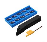 Oniissy 10PC VCGT110304-AK H01 Aluminum Carbide Inserts with SVJCR1616H11 16mm Lathe Tool Holder for CNC Turning, Right Hand 93° Angle External Tool