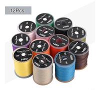 Oniissy 140D Fly Tying Thread Kit for Dry Wet Flies, Nymph, For Streamer For - 12 Colors Non-Waxed Nylon Fly Tying Supplies with Elastic Wire, Compatible with Most Bobbins(12PCS)