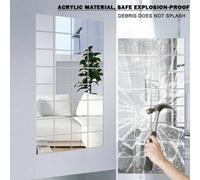 Oniissy 16Pcs 15 x 15cm Square Acrylic Mirror Wall Tiles Stickers, Self Silver Mosaic Decals for Home Decor, DIY Removable Glass Effect