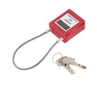 Oniissy 1pc Compact Cable Padlock, Cable Lock System with 2 Keys, Long Shackle Safety Lock Different Locking, Shackle Height for Industrial Facility Protection Nylon PA Shell
