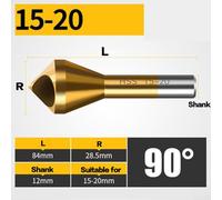 Oniissy 1PC for HSS Titanium Coated Countersink Drill Bit, Deburring and Taper Hole Cutter Tool for Chamfering Round Holes and Edges, High Speed Steel 4241, Wear and Heat(15-20)