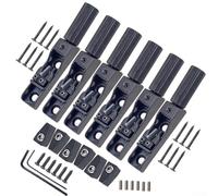 Oniissy 1Set 4/5/6 String Fixed Bass Headless Bridge Single String Silver Zinc alloy, Bass Guitar Solutions High Performance Silver Fixed String Bridges Kit(Black 6PCS)