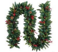 Oniissy 2.7M Green Artificial Christmas Garland with Pine Cones for Home Garden Decor,Stylish Indoor/Outdoor Green Artificial Garland Featuring Pine Cone Details