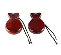 Oniissy 2 Pairs Wooden Spanish Castanets Traditional Hand Percussion Musical Instruments, for Adults Dancing Performance Flamenco Accessories (Brown)