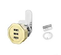 Oniissy 20mm Zinc Alloy 3-Digit Combination Lock for Cabinet Drawer Cupboard Locker Door Panel Thickness 12mm Silver Black Gold(Gold)