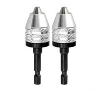 Oniissy 2pcs Keyless Chuck Conversion Adapter Drill Bit Quick Change Driver 0.3-6.5mm, 1/4" Hex Shank Conversion Tool for Electric Grinder & Drill, Metal Construction(A)