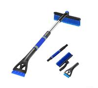 Oniissy 3-in-1 Car Ice Scraper Telescopic Snow-Brush Adjustable Aluminum Alloy Grip, Paint-Friendly Bristles 23.6-31.5 inc For Winter Vehicle Frost Removal