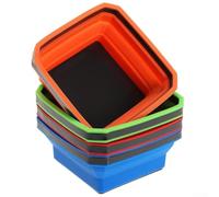 Oniissy 4.5 Inch Collapsible Magnetic Screw Tray Silicone Bowl Tool Part Storage Box,Collapsible Magnetic Base Silicone Bowls, Magnetic Tool Tray for Screw, Magnetic Parts Tray,Mechanics Tools(orange)