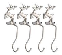 Oniissy 4pcs Mantel Shelf Christmas Stocking Holders, Christmas Mantel Stocking Hooks, Metal Hook Set for Hanging Your Favorite Stockings(Deer)