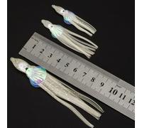 Oniissy 5/6/10cm Luminous Octopus Lure for Saltwater Fishing, Soft PVC Squid Skirt Baits, Crankbait-Style Jig Tackle Compatible with Multi-Sized Hooks(White)(6cm)