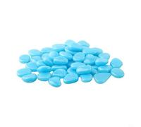 Oniissy 50PCS Glow In Dark Garden Pebbles, Decorative Luminous Stones Path Markers For Walkway Fish Tank Indoor Outdoor Plant Pots Swimming Pool Yard(Blue)