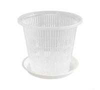 Oniissy 5pcs Round Clear Plastic Orchid Pot with Saucers, Holes, for Indoor/Outdoor, 16cm (W) x 25cm (L) x 6cm (H)