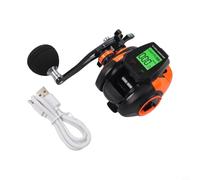 Oniissy 7.2:1 Digital Fishing Baitcasting Reel with Fish Bite Alarm and Depth Positioning, 10 Magnetic Beans Brake System, Rechargeable USB Design for Freshwater and(Orange Left)