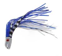 Oniissy 8 Inch Trolling Lure Big Game Fishing Bait with Copper Jig Head and 3D Eyes for Deep Sea Boat Fishing, Saltwater Multi-Bright Silicone Skirt Glow at Night(C1 20.5cm/8inch/76g)