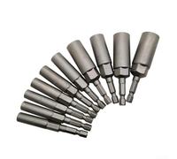 Oniissy 80mm Non-Magnetic Nut Driver with 1/4" Hex Shank, Chrome Vanadium Steel Socket Bit Set for Pneumatic Screwdrivers and Electric Drills, 10-Piece Hex Sockets for