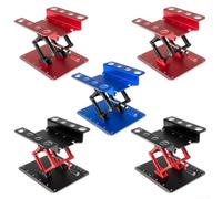Oniissy Adjustable Aluminum RC Car Work Stand for 1/8 1/10 1/12 1/16 Scale Crawler Truck Buggy - Height Adjustable 2.36-5.51 Inches with Non-Slip Pad and Measurement(Blue)