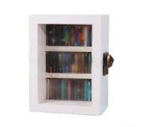 Oniissy Anti-Anxiety Bookshelf Small Ornaments Decompression Present with 60 Mini Books,Shake Away Anxiety Bookshelf Mini Wooden Book Display Cabinet (White)