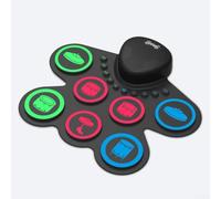 Oniissy Electronic Drum Set For Kid, W/Built-in Speaker USB Charging MP3 Input For MIDI Support 7 Drum Tones 10 Rhythms,Portable Roll-Up Drum Kit