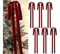 Oniissy Elegant Vintage Velvet Bow Ornaments 12-Pack for Christmas Tree Wreaths Holiday Decor in Red Burgundy Khaki Dark Brown Deep Green Beige (wine)