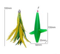 Oniissy Feather Trolling Skirt Tuna Lure for Big Game Fishing, Rigged with Stainless Steel Hook, Assorted Colors with Bird Teaser(dark green)