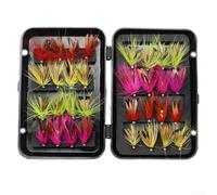 Oniissy Fly Fishing Flies Kit with Dry and Wet Nymphs for Bass Trout Salmon Fishing in Rivers and Swamps, 32/24 Pieces Handmade Artificial Baits for Spring Summer(B-32PCS)