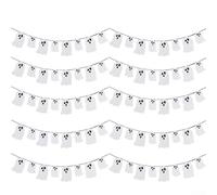 Oniissy Halloween Decorations Glittery Bunting Banner Pre-Strung Paper Doorway Garland 10-Pack White Spooky Party Indoor Outdoor Haunted House Whimsical Design Easy Setup