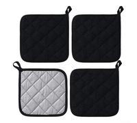 Oniissy Heat Resistant Pot Holders For Kitchen, 4Pack Extra Thick Non-Slip Potholders Secure Grip, Reusable Trivets For Hot Dishes Pans Cookware Safe Up To 400F(4pcs Black)