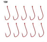 Oniissy Long Shank Barbed Fishing Hook, 10 Pack, High Carbon Steel Circle Hooks for Freshwater Saltwater Fishing, Size 6# to 14#, Red Coated Terminal Tackle(10#For)