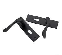 Oniissy Matt Black Door Lock Handle with Key Box and Mortise Lock Set for Interior and Exterior Doors, Scroll Lever Design in Space Aluminum Panel