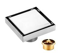 Oniissy Modern Square Shower Floor Drain 10x10cm Stainless Steel Bathroom Drainage System With Hair Catcher Anti-Clog Design For Wet Room(Silver)