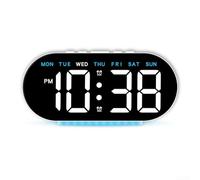 Oniissy Multi-Function LED Digital Alarm Clock with USB Charging Port and Ambient for Bedroom Nightstand Decor in Black White Modern Design(W-Blue)